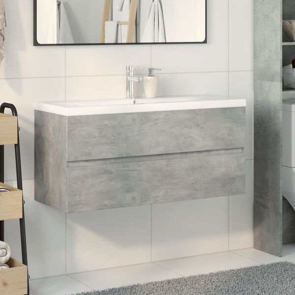 vidaXL Ensemble de meubles de salle de bain 2 pcs gris b&eacute;ton