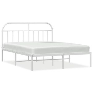 vidaXL Cadre de lit m&eacute;tal sans matelas et t&ecirc;te de lit blanc 183x213 cm