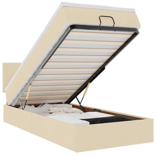 vidaXL Cadre de lit ottoman avec matelas cr&egrave;me 90x190 cm tissu