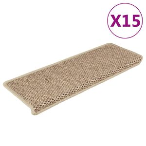 vidaXL Tapis d'escalier autocollants 15 pcs 65x21x4 cm Sable