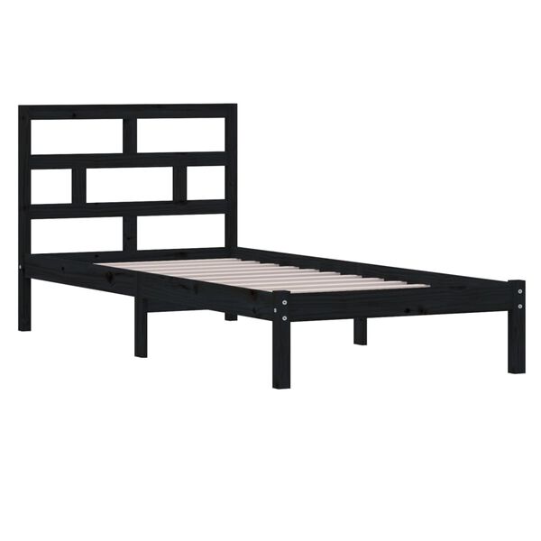 vidaXL Cadre de lit sans matelas noir bois massif 100x200 cm