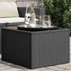 vidaXL Table de jardin avec plateau en verre noir 55 x 55 x 37 cm en r&eacute;sine tress&eacute;e
