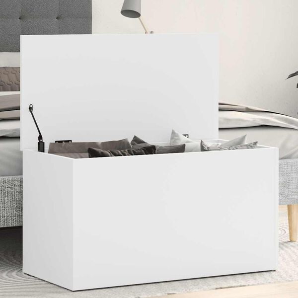 vidaXL Coffre de rangement Blanc 84x42x46 cm Bois d'ing&eacute;nierie