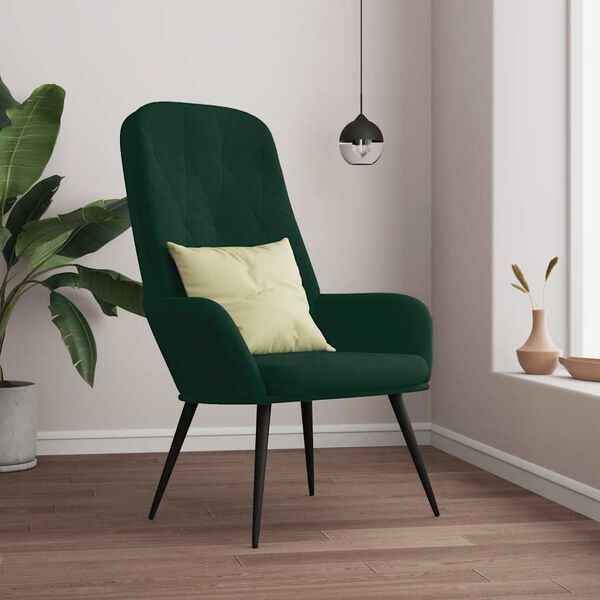 vidaXL Chaise de relaxation Vert fonc&eacute; Velours