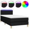 vidaXL Sommier &agrave; lattes de lit avec matelas et LED Noir 90x190cm Tissu