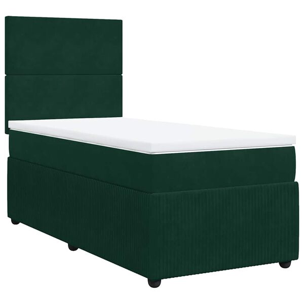 vidaXL Sommier &agrave; lattes de lit et matelas Vert fonc&eacute; 80x200 cm Velours