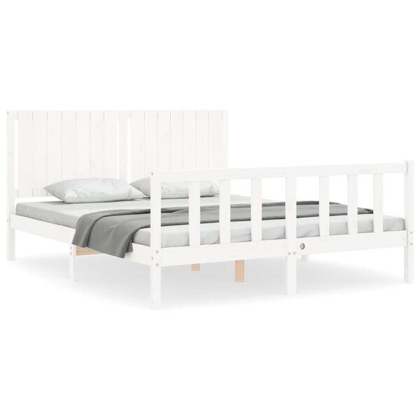 vidaXL Cadre de lit sans matelas blanc 160x200 cm bois de pin massif