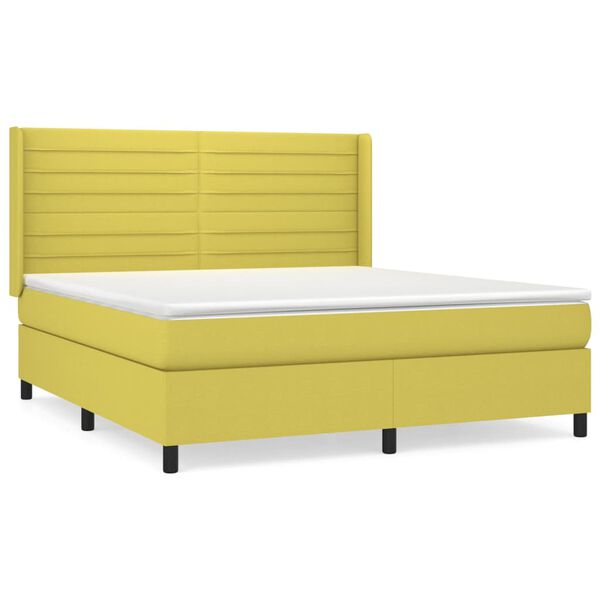 vidaXL Sommier &agrave; lattes de lit avec matelas Vert 180x200 cm Tissu