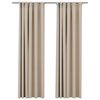 vidaXL Rideaux occultants aspect lin et crochets 2 pcs Beige 140x245cm