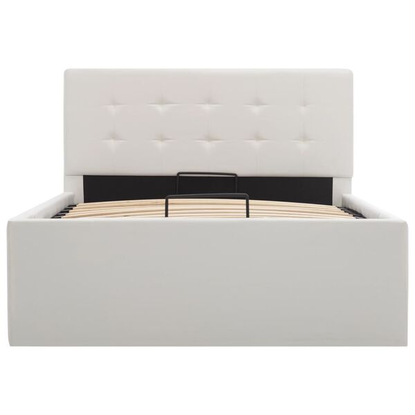 vidaXL Cadre de lit &agrave; rangement hydraulique Blanc Similicuir 100x200cm