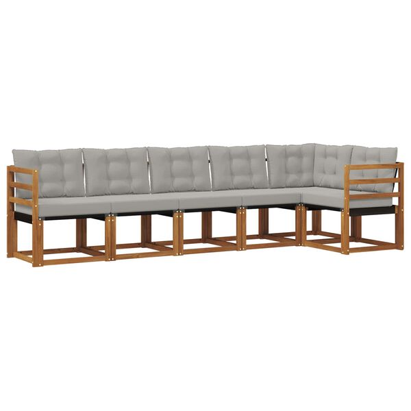 vidaXL Ensemble de canap&eacute;s d'ext&eacute;rieur 6 pcs Gris Naturel et Clair
