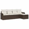 vidaXL Ensemble de canap&eacute; de jardin 5 pcs Marron et cr&egrave;me Poly rotin