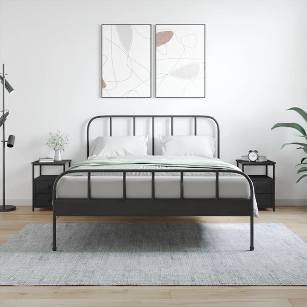 vidaXL Tables de chevet 2 pcs noir 34x35,5x50 cm bois d'ing&eacute;nierie