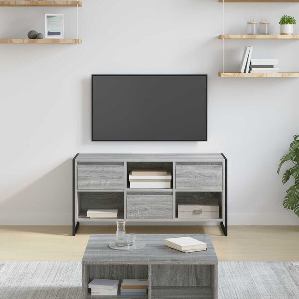 vidaXL Meuble TV Gris Sonoma 100 x 36 x 49,5 cm Bois d'ing&eacute;nierie