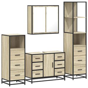 vidaXL Ensemble de meubles de salle de bain 4 pcs ch&ecirc;ne sonoma