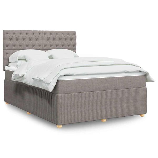 vidaXL Sommier &agrave; lattes de lit avec matelas Taupe 140x200 cm Tissu