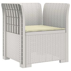 vidaXL Fauteuil 1 place avec coussin look rotin PP Blanc
