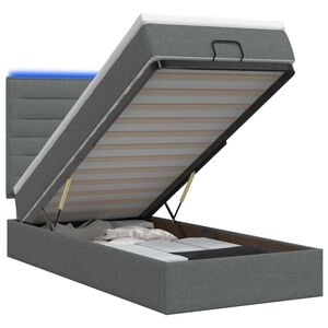 vidaXL Lit coffre avec matelas et LED Gris fonc&eacute; 90 x 190 cm Tissu