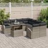 vidaXL Ensemble de canap&eacute; de jardin 9 pcs Gris Poly Rattan