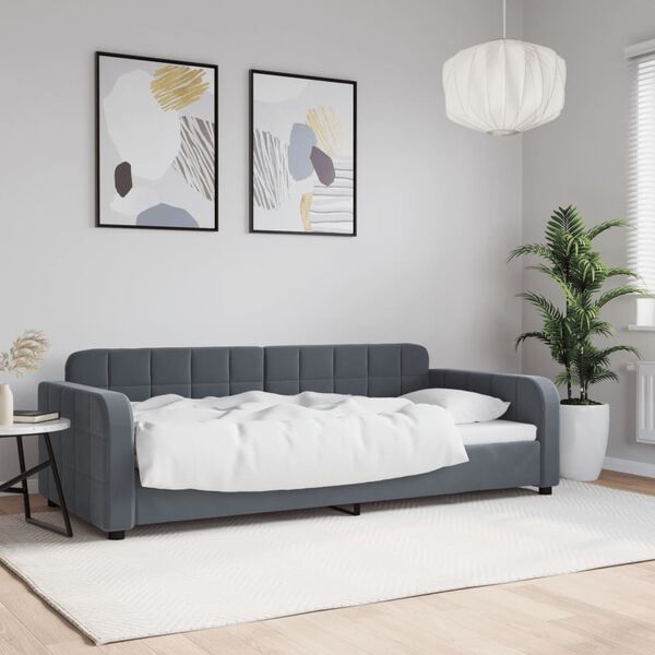 vidaXL Lit de repos gris fonc&eacute; 90x190 cm velours