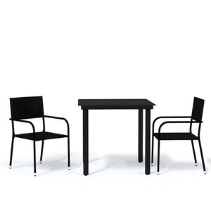 vidaXL Ensemble &agrave; manger de jardin 3 pcs Noir