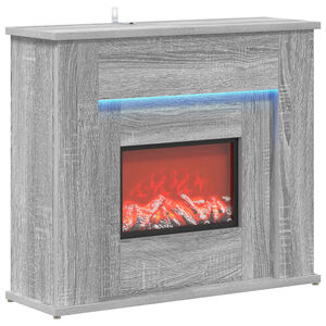 vidaXL Chemin&eacute;e avec ruban LED Sonoma gris 63 x 20 x 54,5 cm