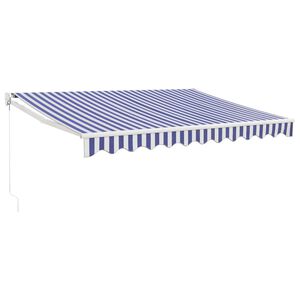 vidaXL Auvent r&eacute;tractable bleu et blanc 3x2,5 m tissu et aluminium
