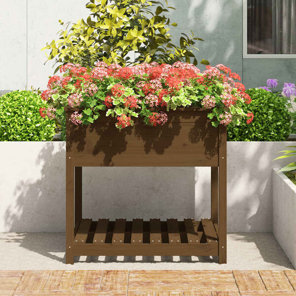 vidaXL Jardini&egrave;re avec &eacute;tag&egrave;re Marron miel 82,5x82,5x81 cm Bois de pin