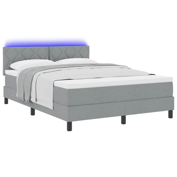 vidaXL Lit &agrave; ressorts avec matelas Gris clair 160 x 200 cm tissu