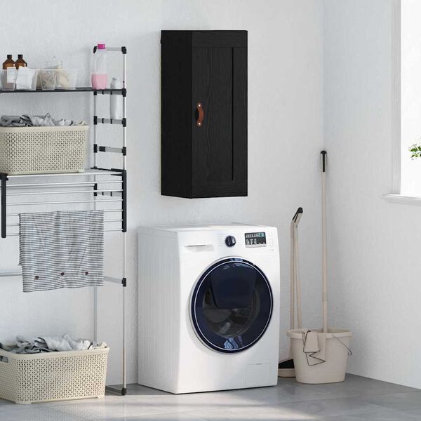 vidaXL Meuble mural Ch&ecirc;ne noir 34,5 x 34 x 90 cm Bois d'ing&eacute;nierie