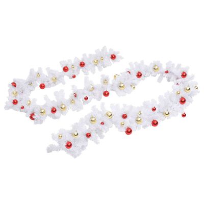 vidaXL Guirlande de Noël décorée avec boules Blanc 10 m
