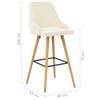 vidaXL Chaises de bar lot de 2 crème velours