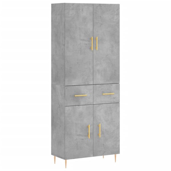 vidaXL Buffet haut Gris b&eacute;ton 69,5x34x180 cm Bois d'ing&eacute;nierie