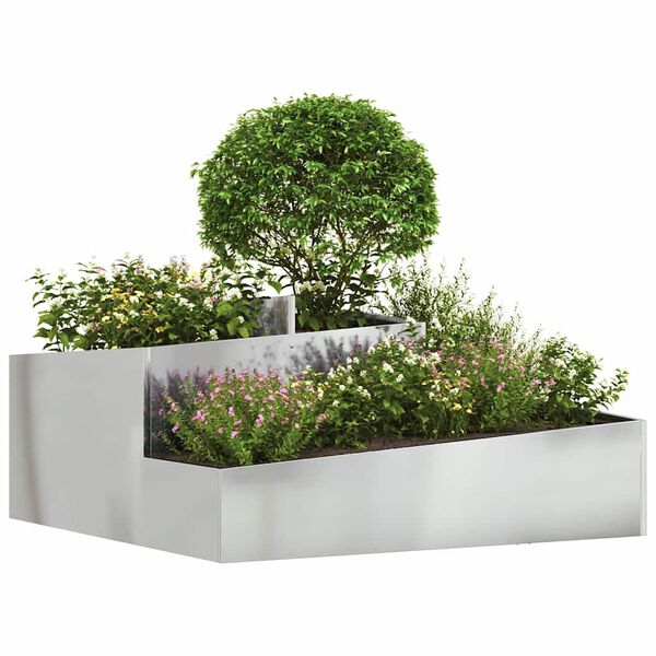 vidaXL Cache-pot de jardin Argent 100 x 100 x 50 cm Acier galvanis&eacute;
