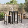 vidaXL Ensemble de bar jardin 3 pcs noir poly rotin/bois massif acacia