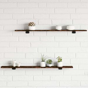 vidaXL &Eacute;tag&egrave;res murales 4pcs ch&ecirc;ne fum&eacute; 100x10x1,5cm bois d'ing&eacute;nierie
