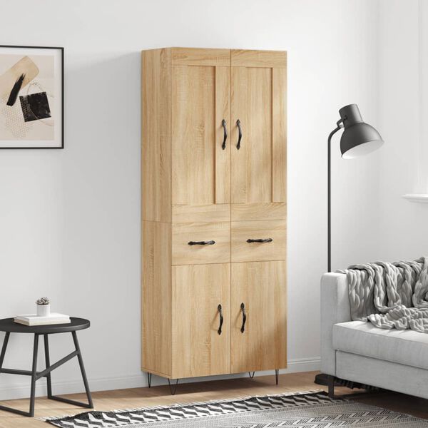 vidaXL Buffet haut Chêne sonoma 69,5x34x180 cm Bois d'ingénierie