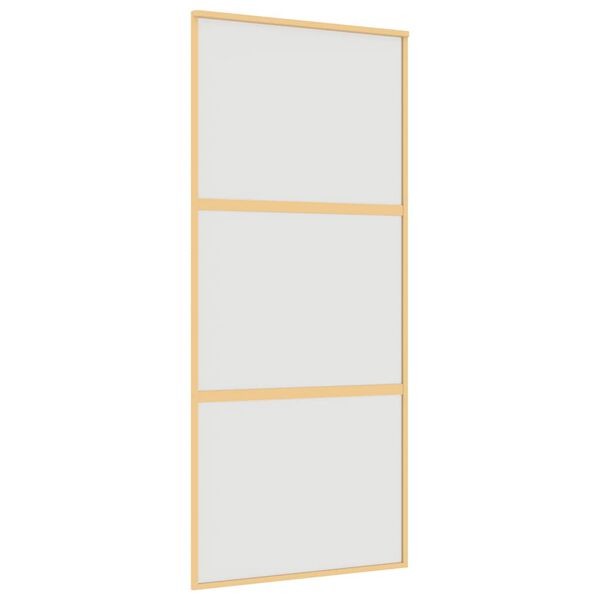 vidaXL Porte coulissante dor&eacute; 90x205 cm verre ESG d&eacute;poli et aluminium