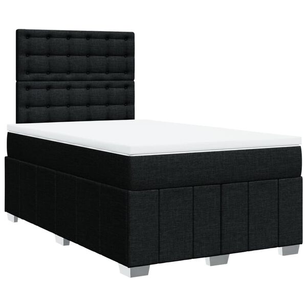 vidaXL Sommier &agrave; lattes de lit avec matelas noir 120x190 cm tissu