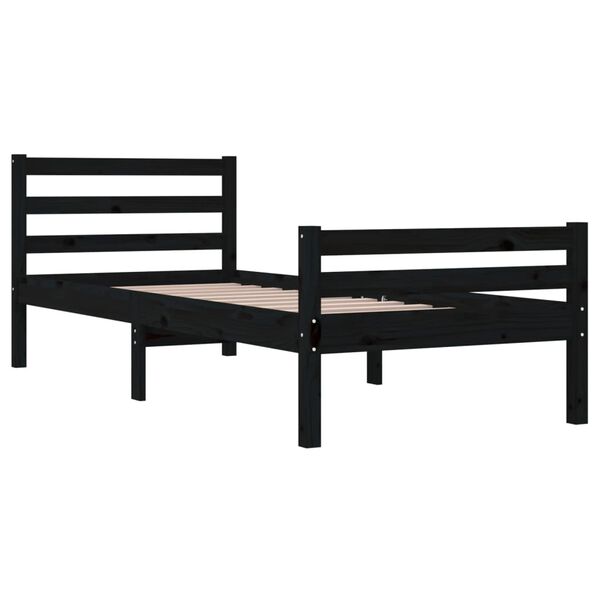 vidaXL Cadre de lit sans matelas noir bois massif 90x200 cm