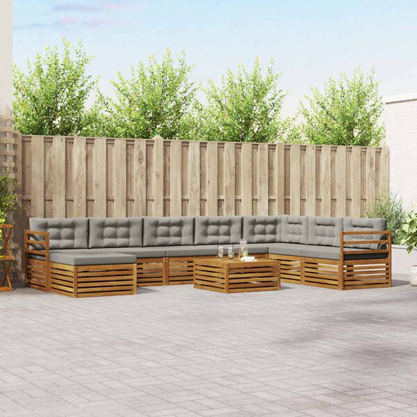 vidaXL Ensembles de canap&eacute;s avec coussin 9 pcs Gris Naturel et Clair