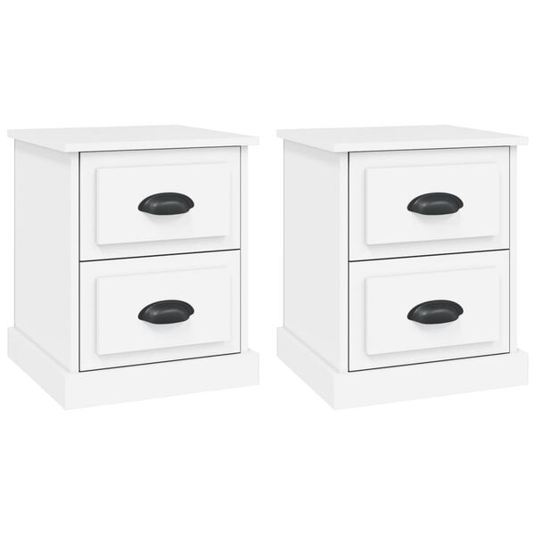 vidaXL Tables de chevet 2 pcs blanc 39x39x47,5 cm bois d'ing&eacute;nierie