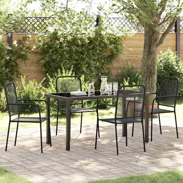 vidaXL Ensemble de salle &agrave; manger pour jardin 5 pcs Noir