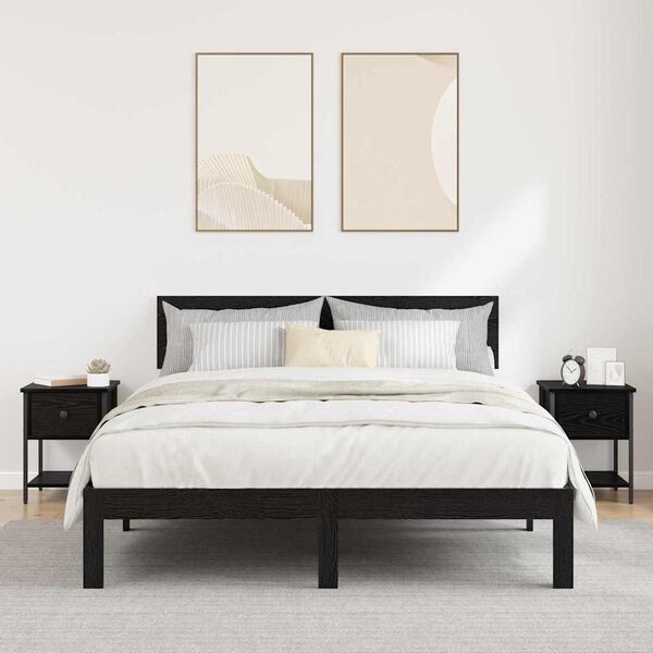 vidaXL Table de chevet avec tiroir 2 pcs Ch&ecirc;ne noir 34 x 35,5 x 45 cm