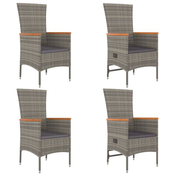 vidaXL Ensemble &agrave; manger de jardin 5 pcs coussins gris r&eacute;sine tress&eacute;e