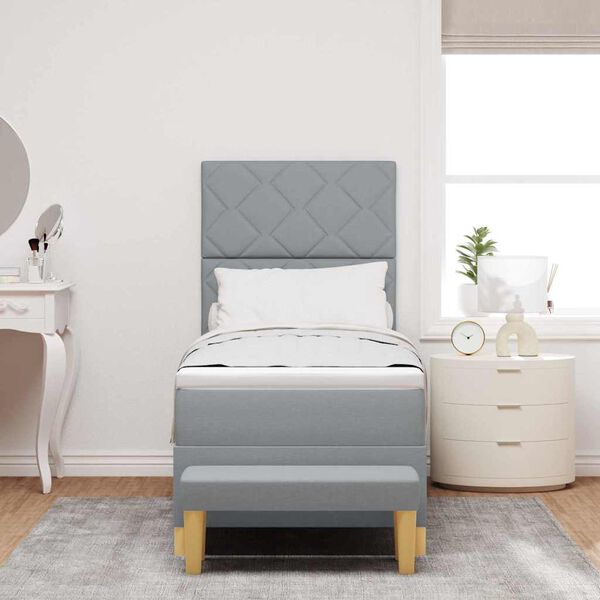 vidaXL Lit &agrave; ressorts avec matelas Gris clair 80 x 200 cm tissu