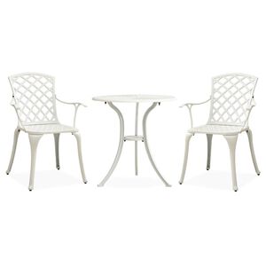vidaXL Ensemble de bistro 3 pcs Aluminium coul&eacute; Blanc