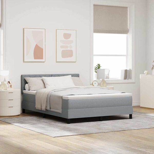 vidaXL Lit &agrave; ressorts avec matelas Gris clair 160 x 200 cm tissu