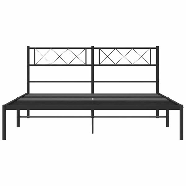 vidaXL Cadre de lit m&eacute;tal sans matelas et t&ecirc;te de lit noir 160x200 cm