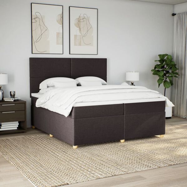 vidaXL Sommier &agrave; lattes de lit avec matelas Marron fonc&eacute; 200x200 cm